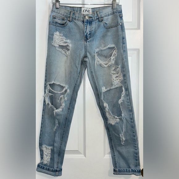 One Teaspoon - Awesome Baggies - Distressed Jeans Size 25 Low Waist Light Wash - Picture 2 of 6
